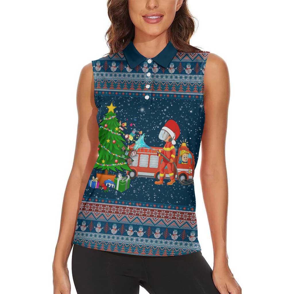 Flamingle Bells Xmas Christmas Women Sleeveless Polo Shirt Xmas Holiday Patterns - Wonder Print Shop