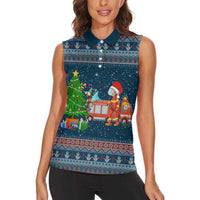 Flamingle Bells Xmas Christmas Women Sleeveless Polo Shirt Xmas Holiday Patterns - Wonder Print Shop