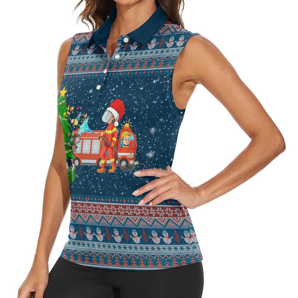 Flamingle Bells Xmas Christmas Women Sleeveless Polo Shirt Xmas Holiday Patterns - Wonder Print Shop