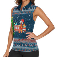 Flamingle Bells Xmas Christmas Women Sleeveless Polo Shirt Xmas Holiday Patterns - Wonder Print Shop