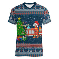 Flamingle Bells Xmas Christmas Women V-Neck T-Shirt Xmas Holiday Patterns - Wonder Print Shop