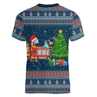 Flamingle Bells Xmas Christmas Women V-Neck T-Shirt Xmas Holiday Patterns - Wonder Print Shop