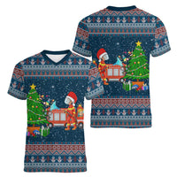 Flamingle Bells Xmas Christmas Women V-Neck T-Shirt Xmas Holiday Patterns - Wonder Print Shop