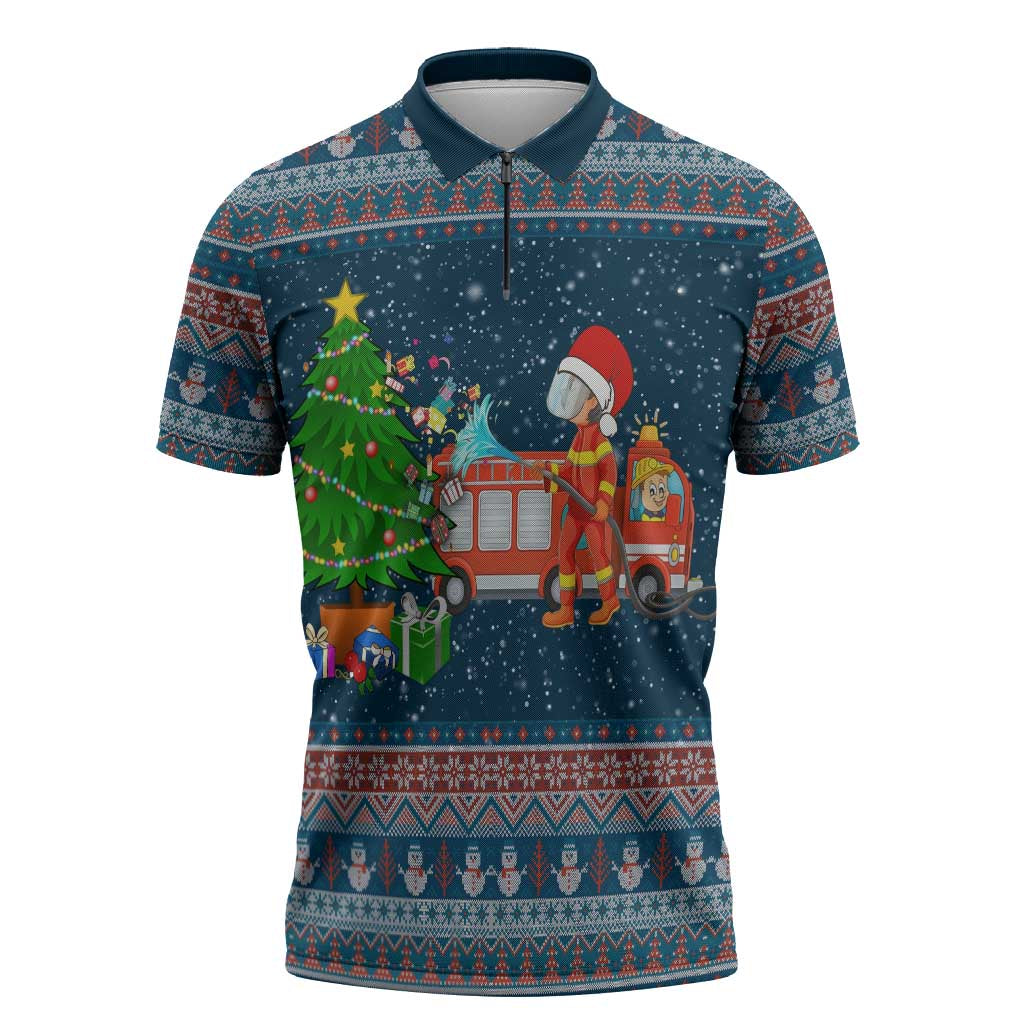 Flamingle Bells Xmas Christmas Zipper Polo Shirt Xmas Holiday Patterns - Wonder Print Shop