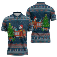 Flamingle Bells Xmas Christmas Zipper Polo Shirt Xmas Holiday Patterns - Wonder Print Shop