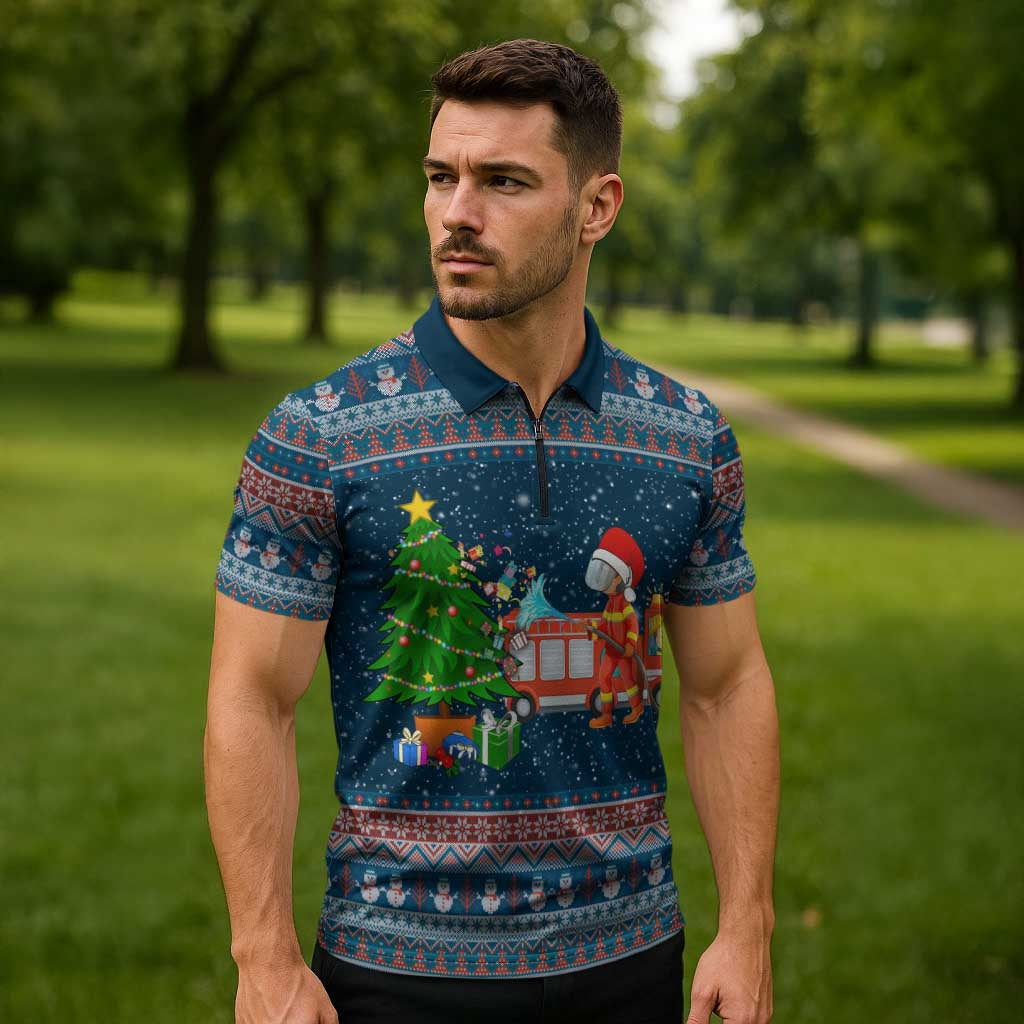 Flamingle Bells Xmas Christmas Zipper Polo Shirt Xmas Holiday Patterns - Wonder Print Shop