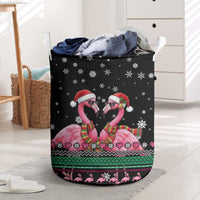 Flamingo Couple Christmas Laundry Basket Xmas Holiday Patterns - Wonder Print Shop