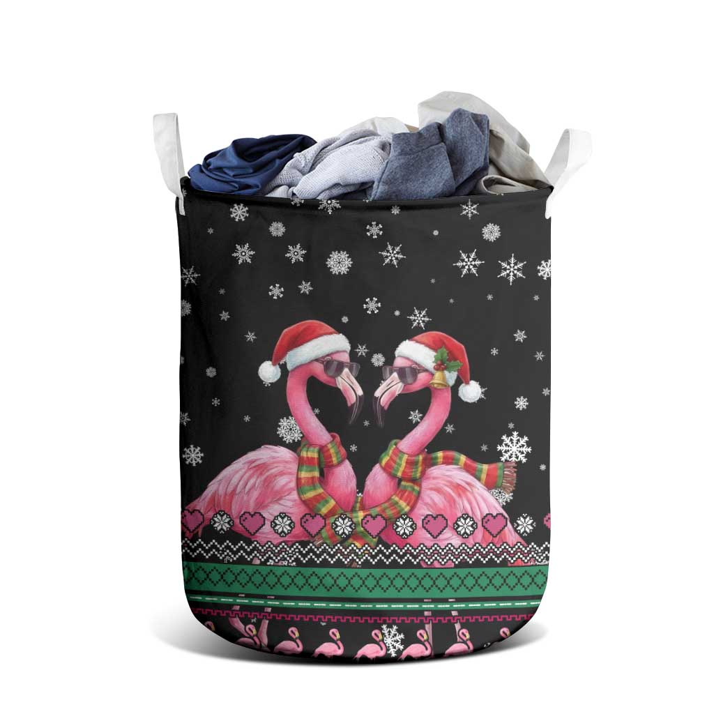 Flamingo Couple Christmas Laundry Basket Xmas Holiday Patterns - Wonder Print Shop