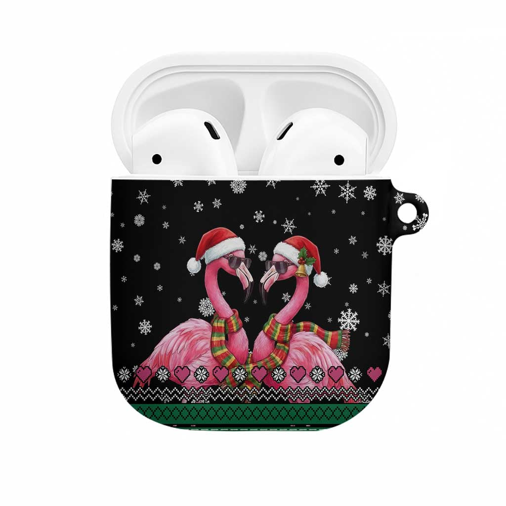 Flamingo Couple Christmas AirPods Case Xmas Holiday Patterns - Wonder Print Shop