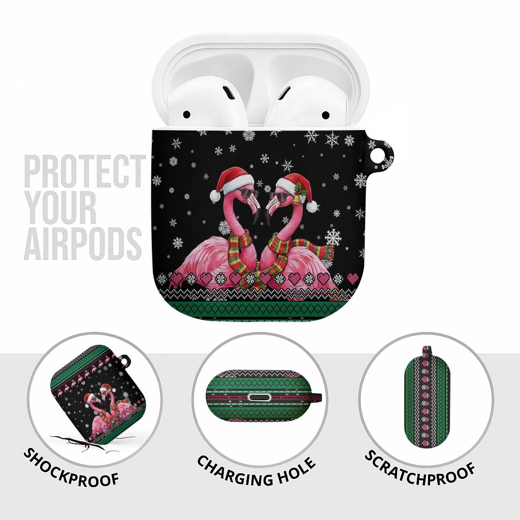 Flamingo Couple Christmas AirPods Case Xmas Holiday Patterns - Wonder Print Shop