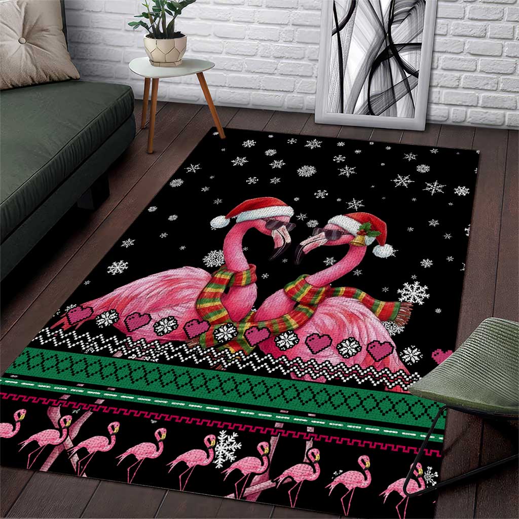 Flamingo Couple Christmas Area Rug Xmas Holiday Patterns - Wonder Print Shop