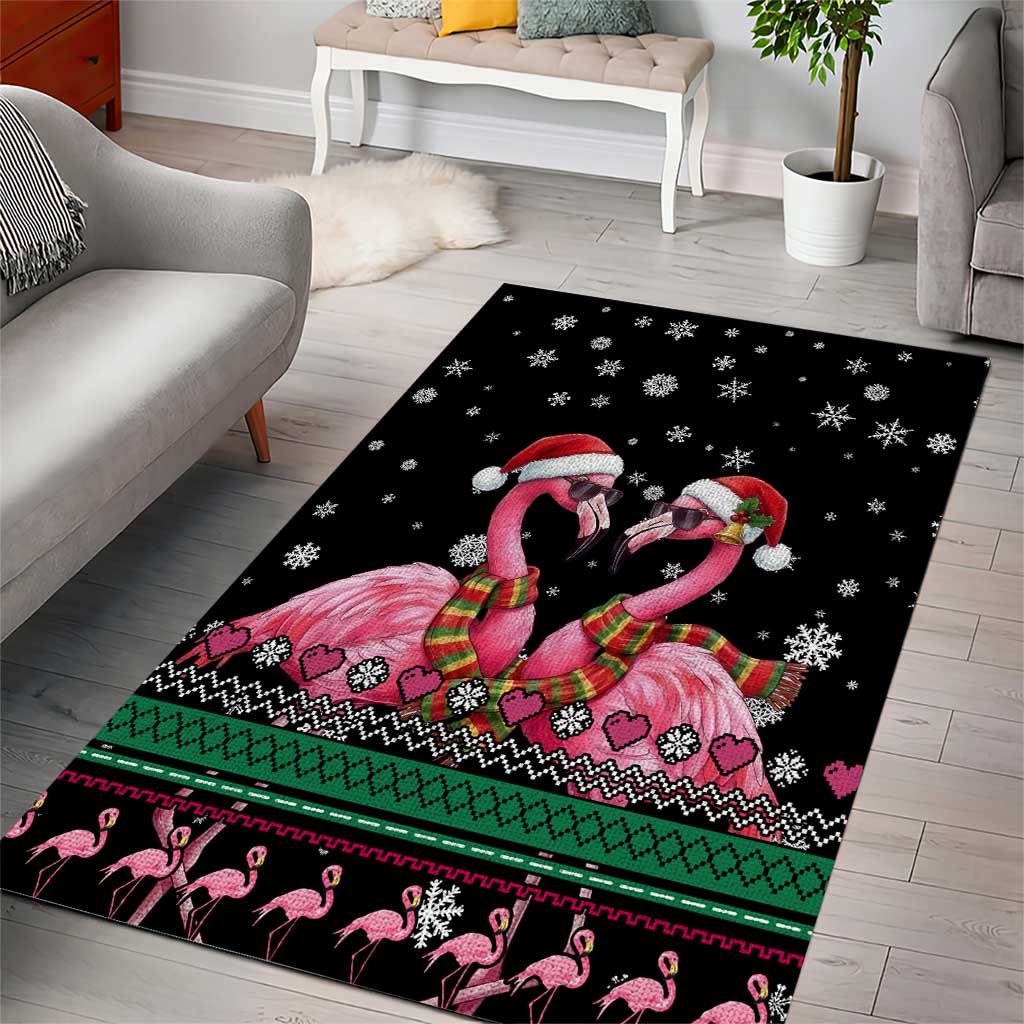 Flamingo Couple Christmas Area Rug Xmas Holiday Patterns - Wonder Print Shop