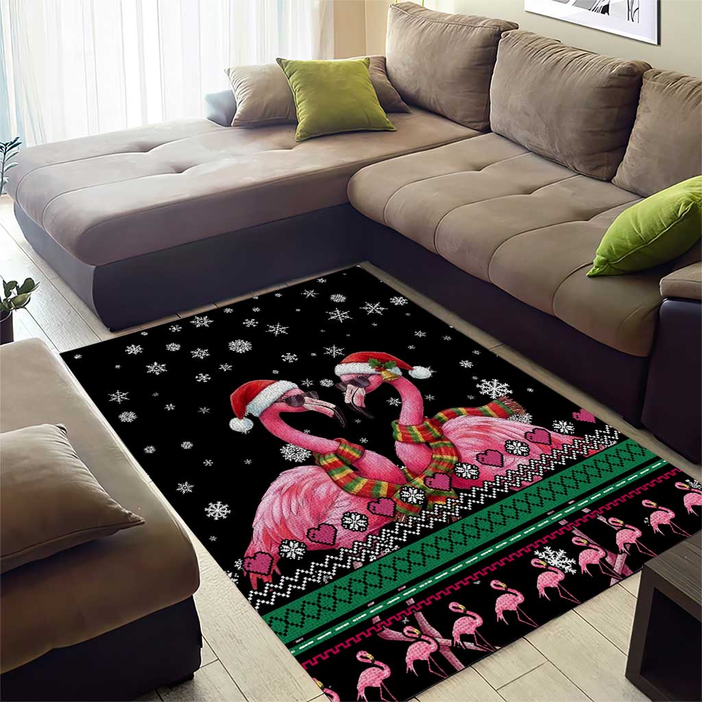 Flamingo Couple Christmas Area Rug Xmas Holiday Patterns - Wonder Print Shop