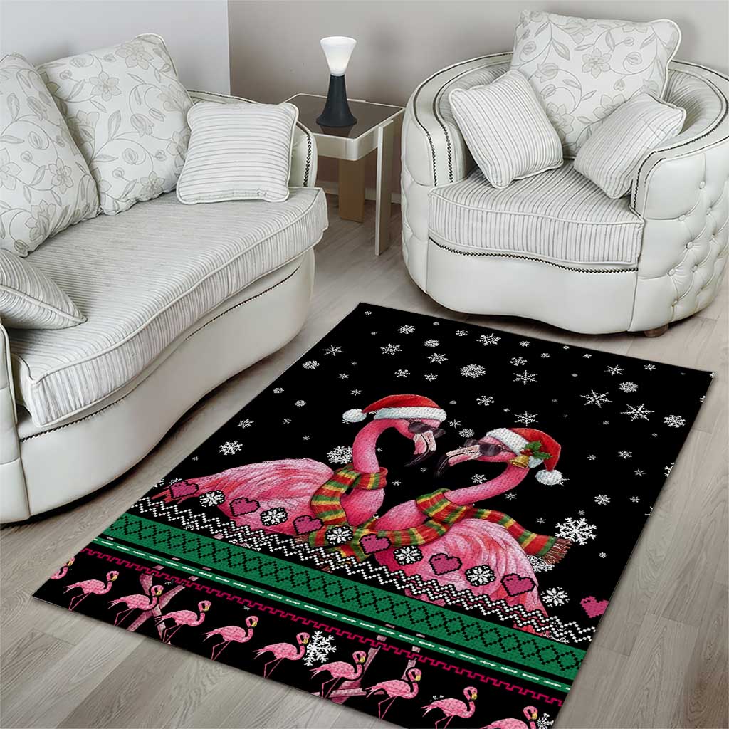 Flamingo Couple Christmas Area Rug Xmas Holiday Patterns - Wonder Print Shop