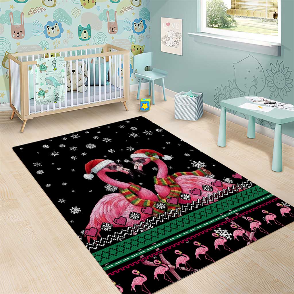 Flamingo Couple Christmas Area Rug Xmas Holiday Patterns - Wonder Print Shop