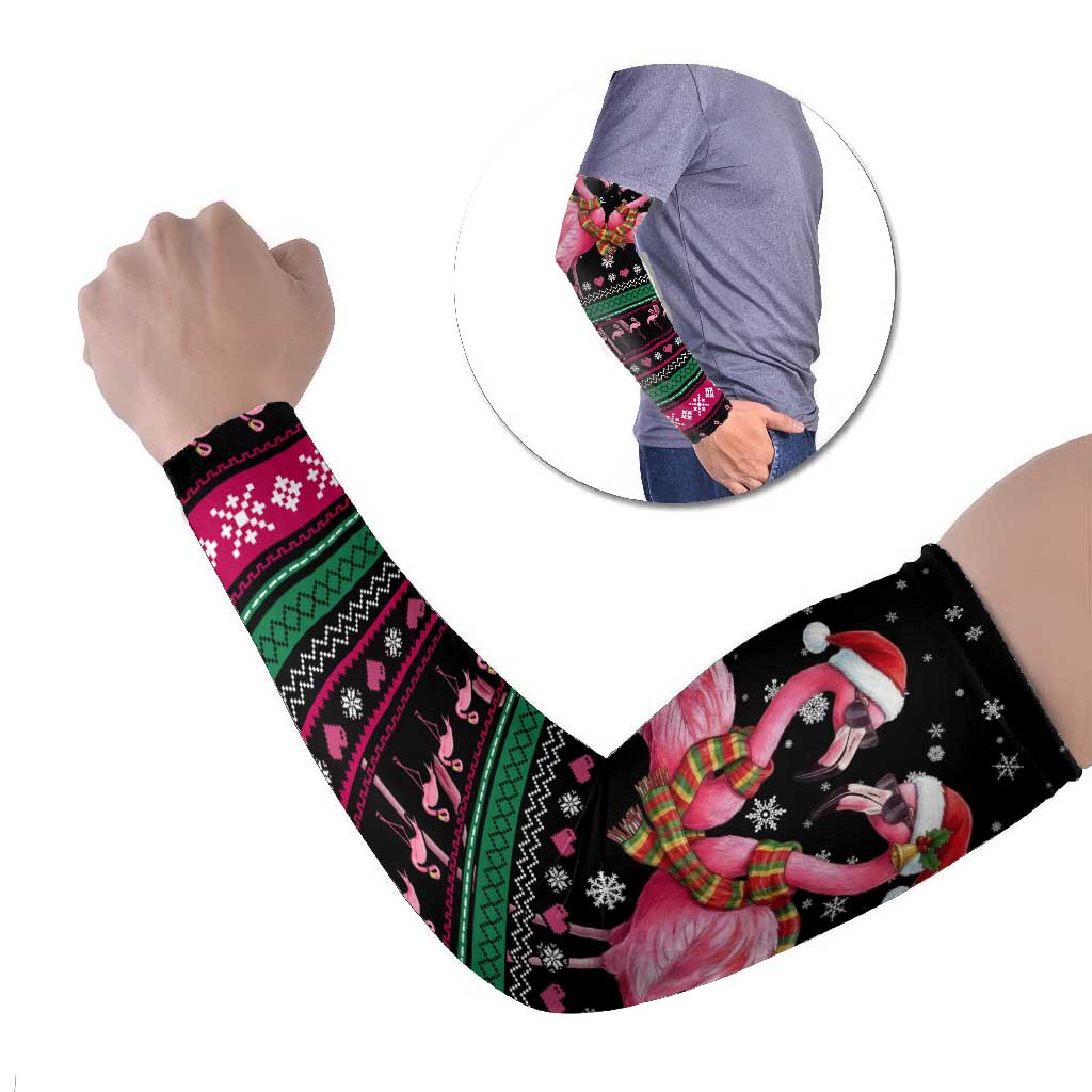 Flamingo Couple Christmas Arm Sleeves Xmas Holiday Patterns - Wonder Print Shop