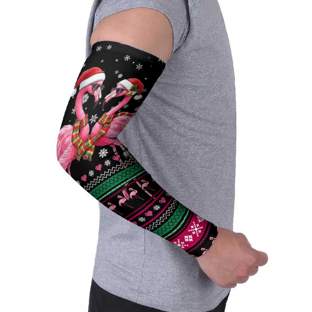 Flamingo Couple Christmas Arm Sleeves Xmas Holiday Patterns - Wonder Print Shop