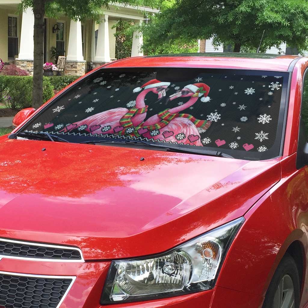 Flamingo Couple Christmas Auto Sun Shade Xmas Holiday Patterns - Wonder Print Shop