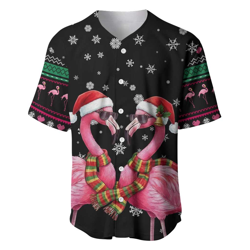 Flamingo Couple Christmas Baseball Jersey Xmas Holiday Patterns - Wonder Print Shop