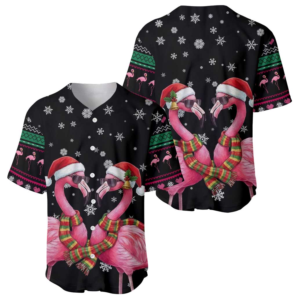 Flamingo Couple Christmas Baseball Jersey Xmas Holiday Patterns - Wonder Print Shop
