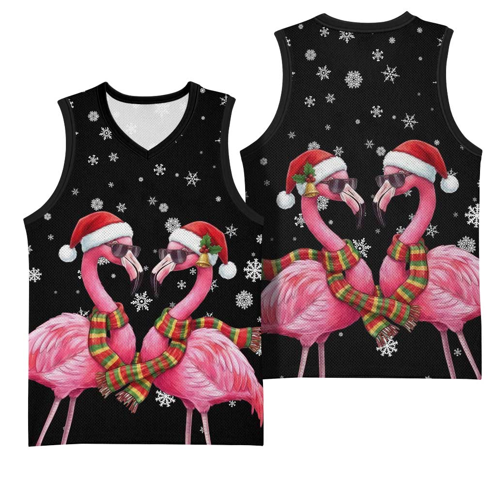 Flamingo Couple Christmas Basketball Jersey Xmas Holiday Patterns - Wonder Print Shop
