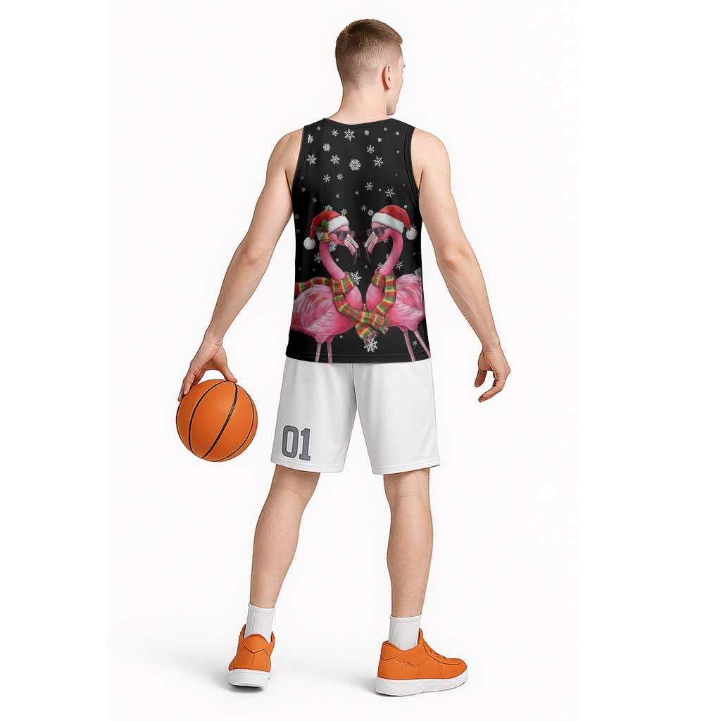 Flamingo Couple Christmas Basketball Jersey Xmas Holiday Patterns - Wonder Print Shop