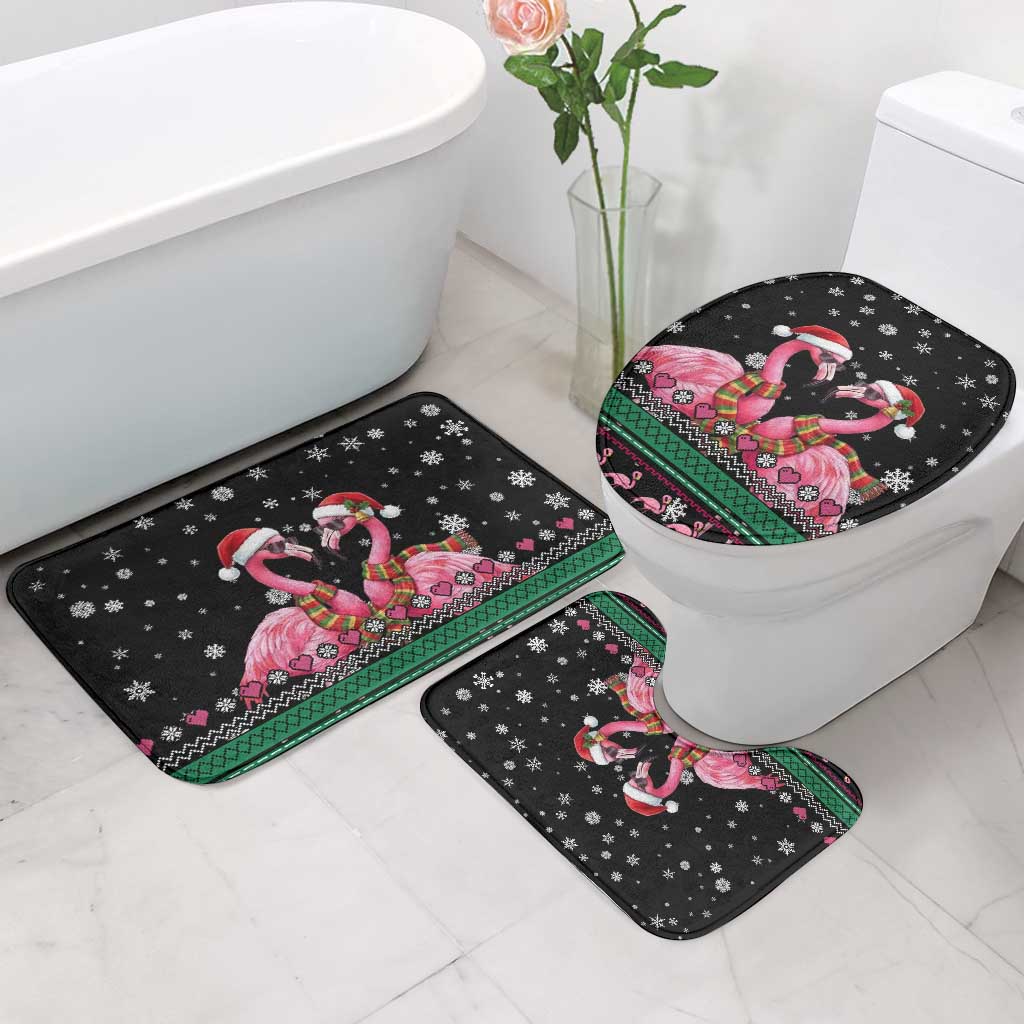 Flamingo Couple Christmas Bathroom Set Xmas Holiday Patterns - Wonder Print Shop