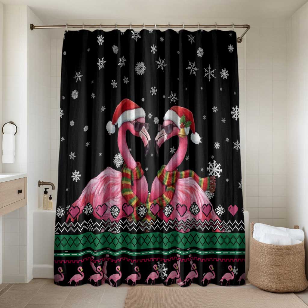 Flamingo Couple Christmas Bathroom Set Xmas Holiday Patterns - Wonder Print Shop
