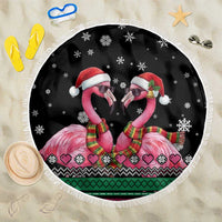 Flamingo Couple Christmas Beach Blanket Xmas Holiday Patterns - Wonder Print Shop
