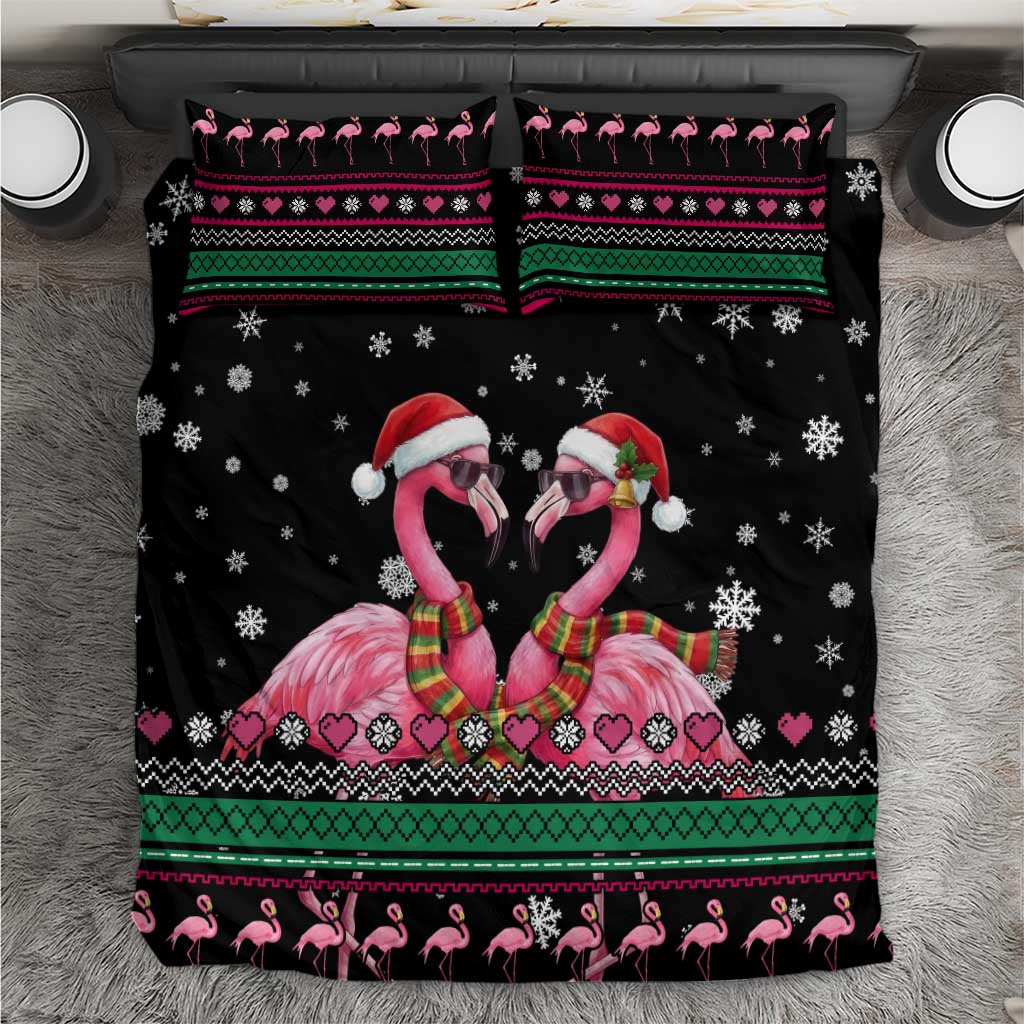 Flamingo Couple Christmas Bedding Set Xmas Holiday Patterns - Wonder Print Shop