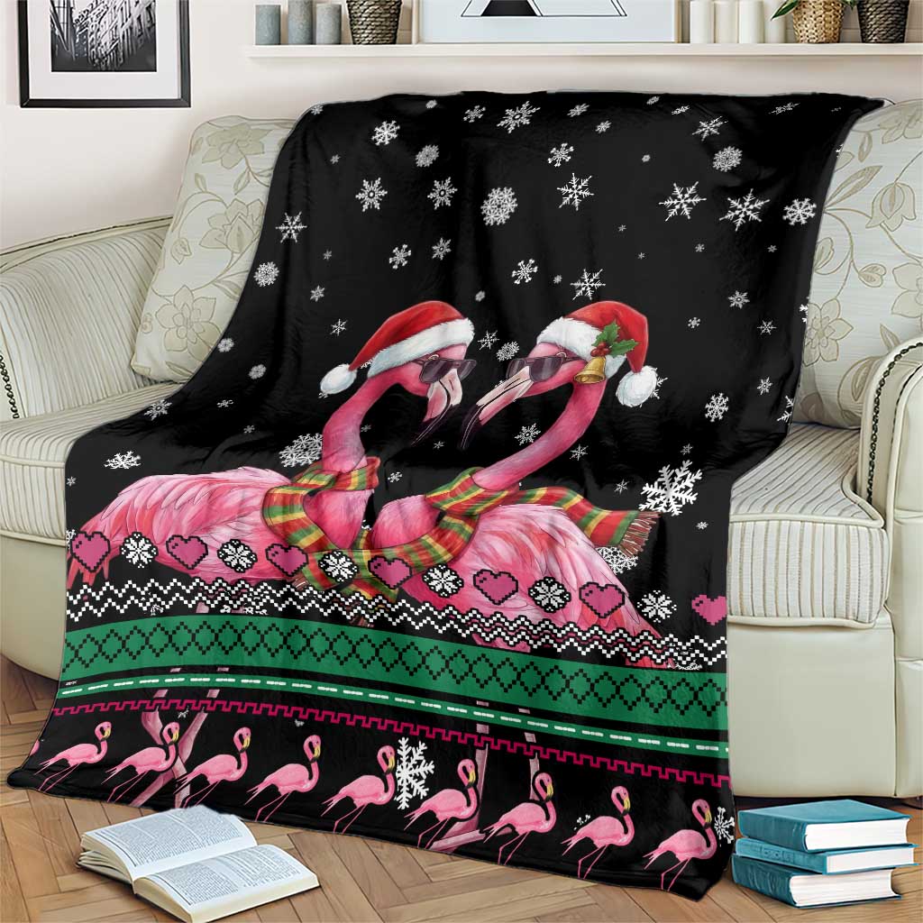 Flamingo Couple Christmas Blanket Xmas Holiday Patterns - Wonder Print Shop