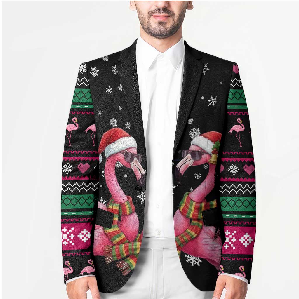 Flamingo Couple Christmas Blazer Xmas Holiday Patterns - Wonder Print Shop