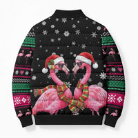 Flamingo Couple Christmas Bomber Puffer Jacket Xmas Holiday Patterns - Wonder Print Shop
