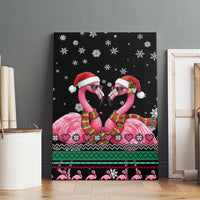 Flamingo Couple Christmas Canvas Wall Art Xmas Holiday Patterns - Wonder Print Shop