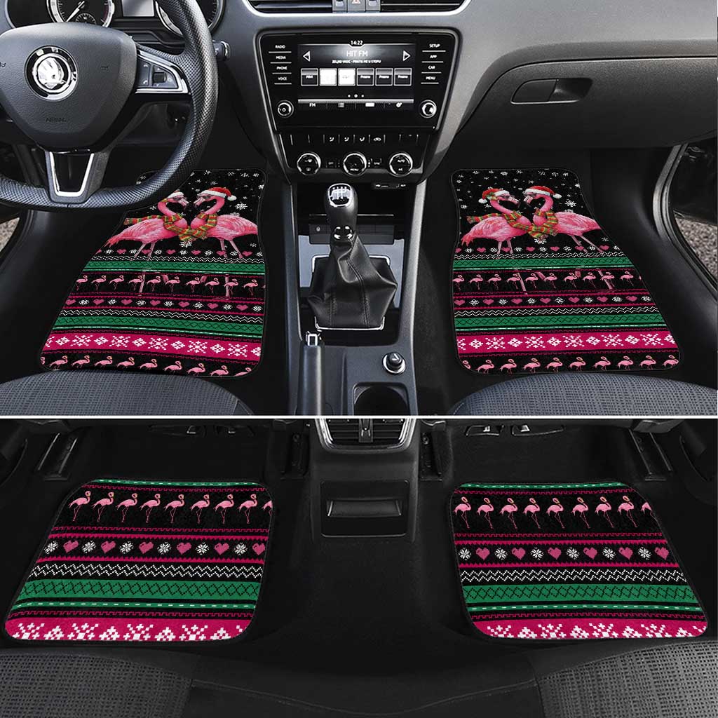 Flamingo Couple Christmas Car Mats Xmas Holiday Patterns - Wonder Print Shop