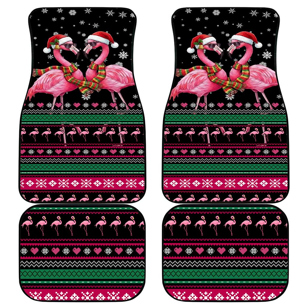 Flamingo Couple Christmas Car Mats Xmas Holiday Patterns - Wonder Print Shop
