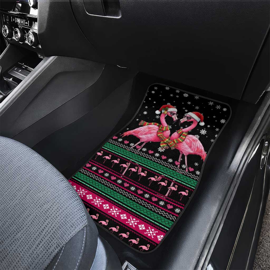 Flamingo Couple Christmas Car Mats Xmas Holiday Patterns - Wonder Print Shop