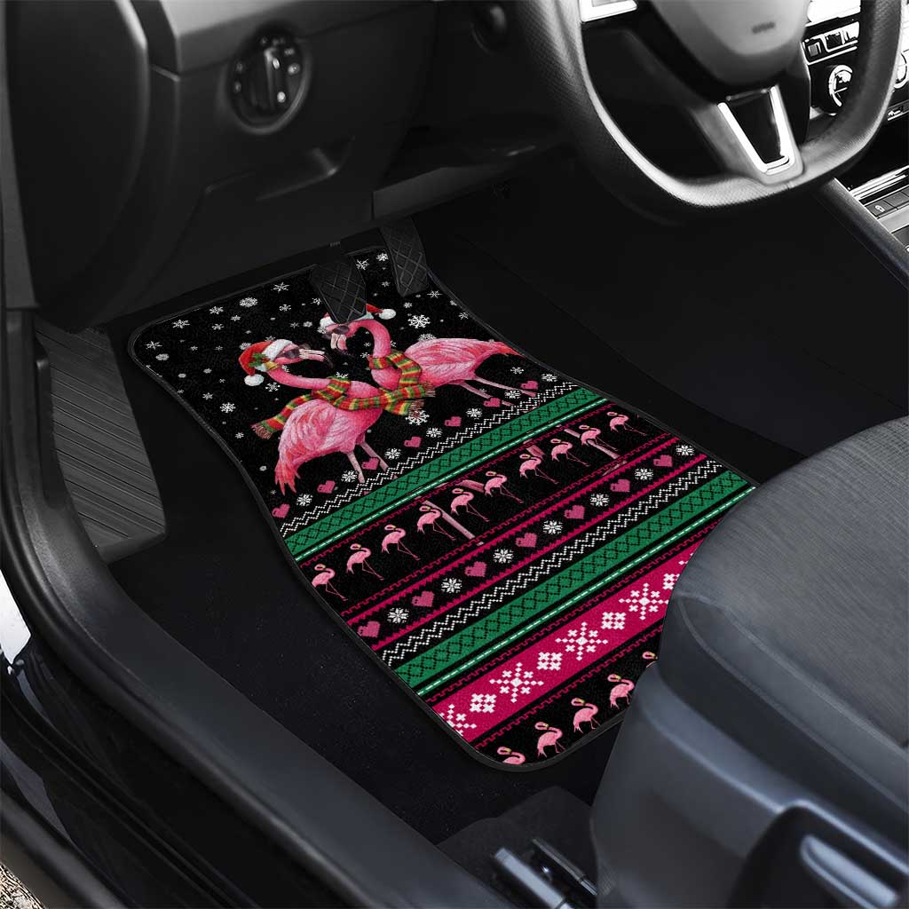 Flamingo Couple Christmas Car Mats Xmas Holiday Patterns - Wonder Print Shop