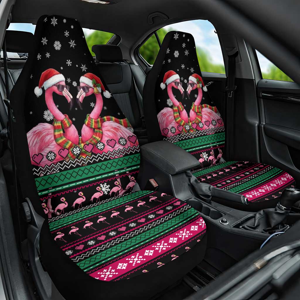 Flamingo Couple Christmas Car Seat Cover Xmas Holiday Patterns - Wonder Print Shop