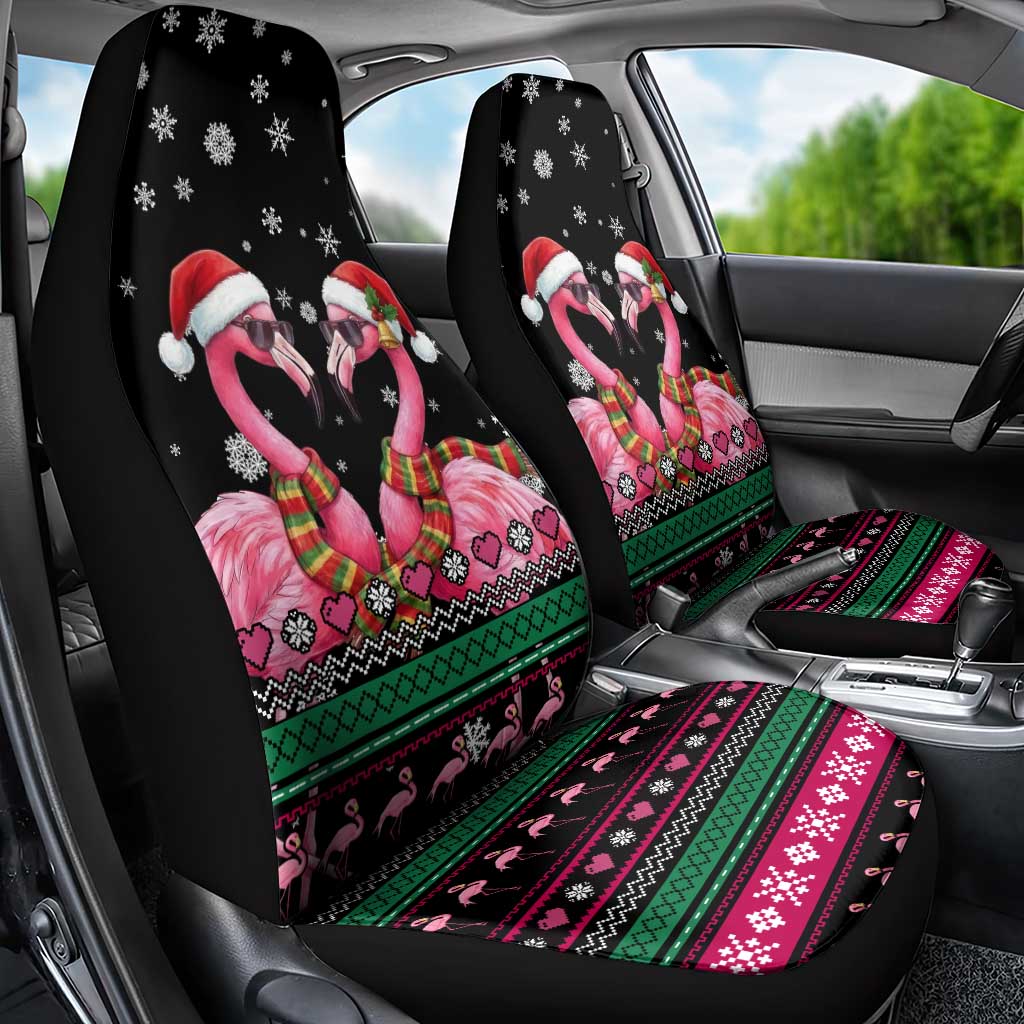 Flamingo Couple Christmas Car Seat Cover Xmas Holiday Patterns - Wonder Print Shop