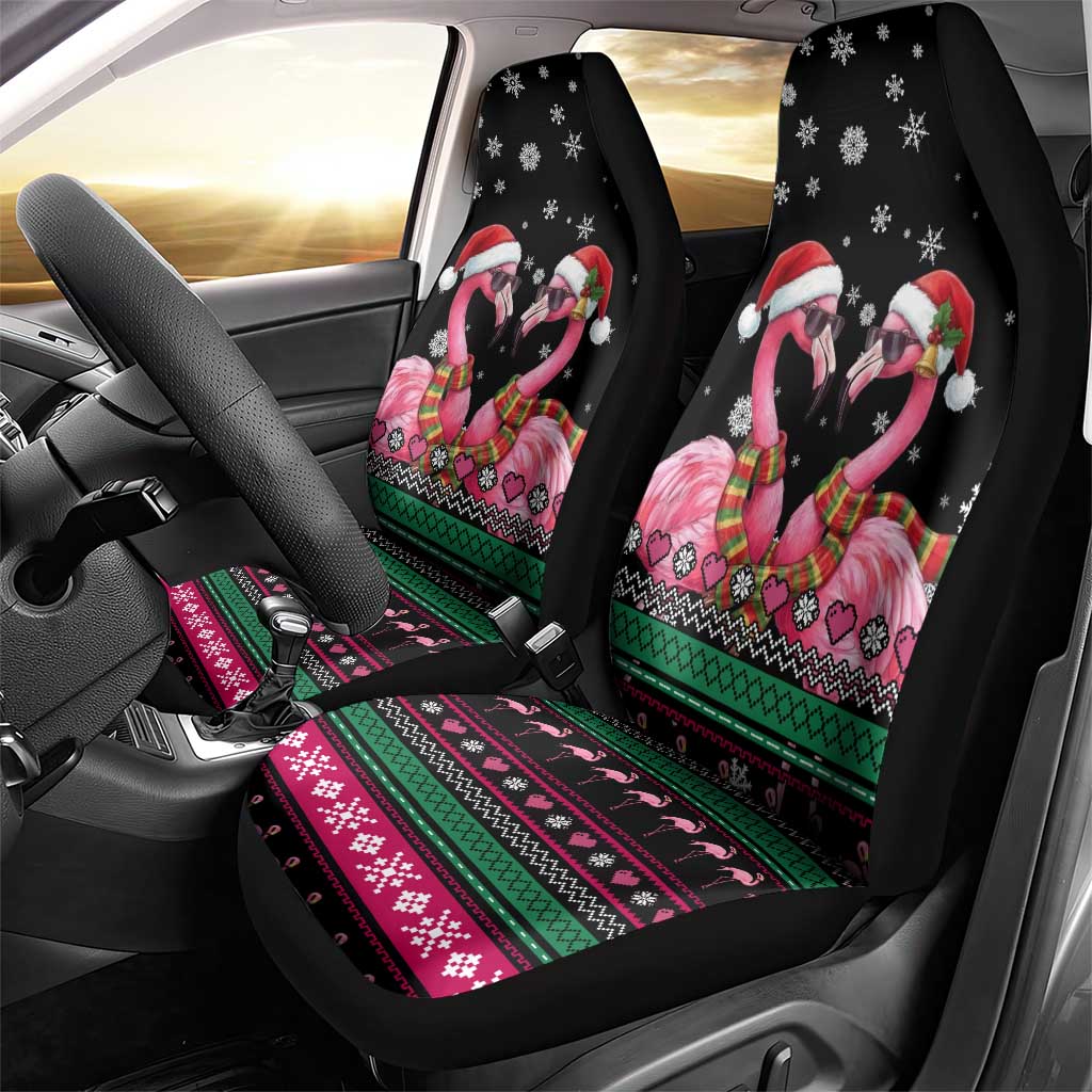 Flamingo Couple Christmas Car Seat Cover Xmas Holiday Patterns - Wonder Print Shop