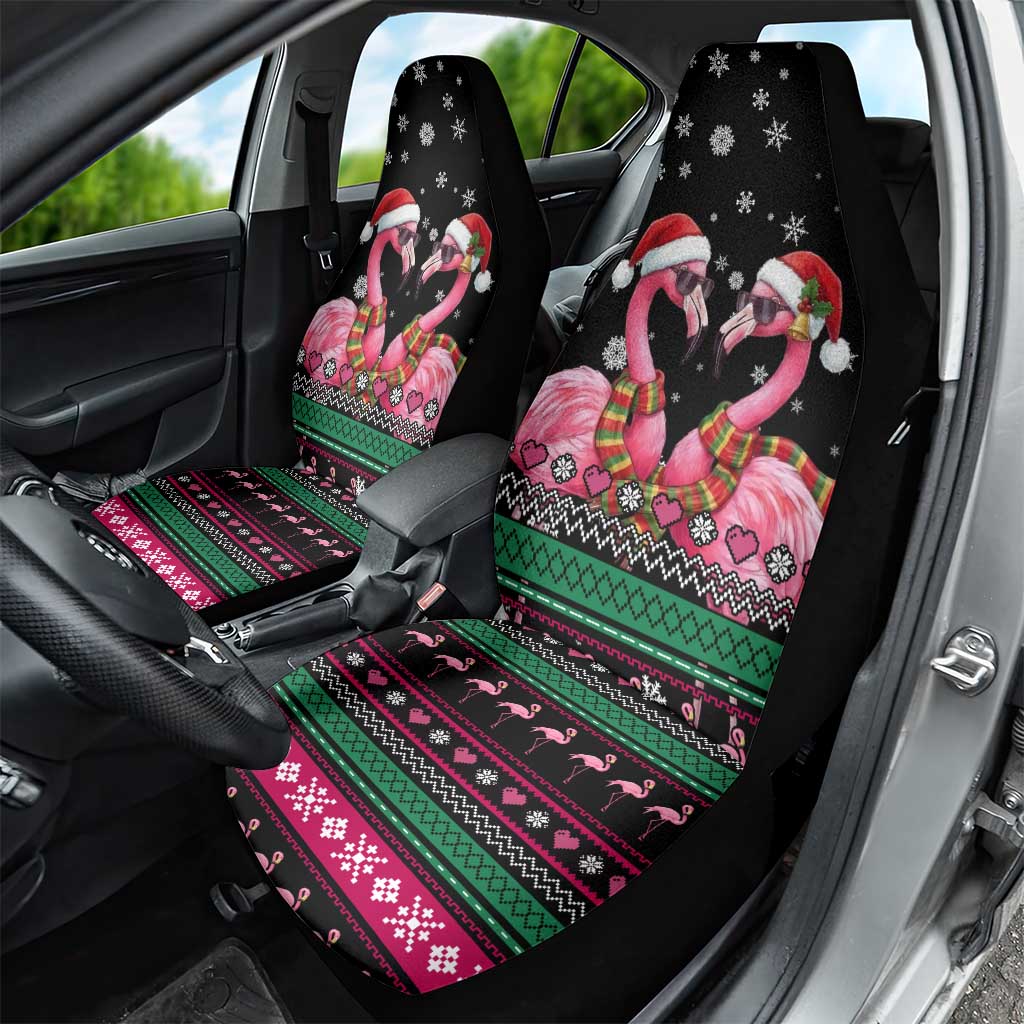 Flamingo Couple Christmas Car Seat Cover Xmas Holiday Patterns - Wonder Print Shop