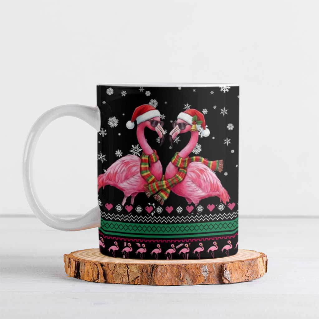 Flamingo Couple Christmas Ceramic Mug Xmas Holiday Patterns - Wonder Print Shop