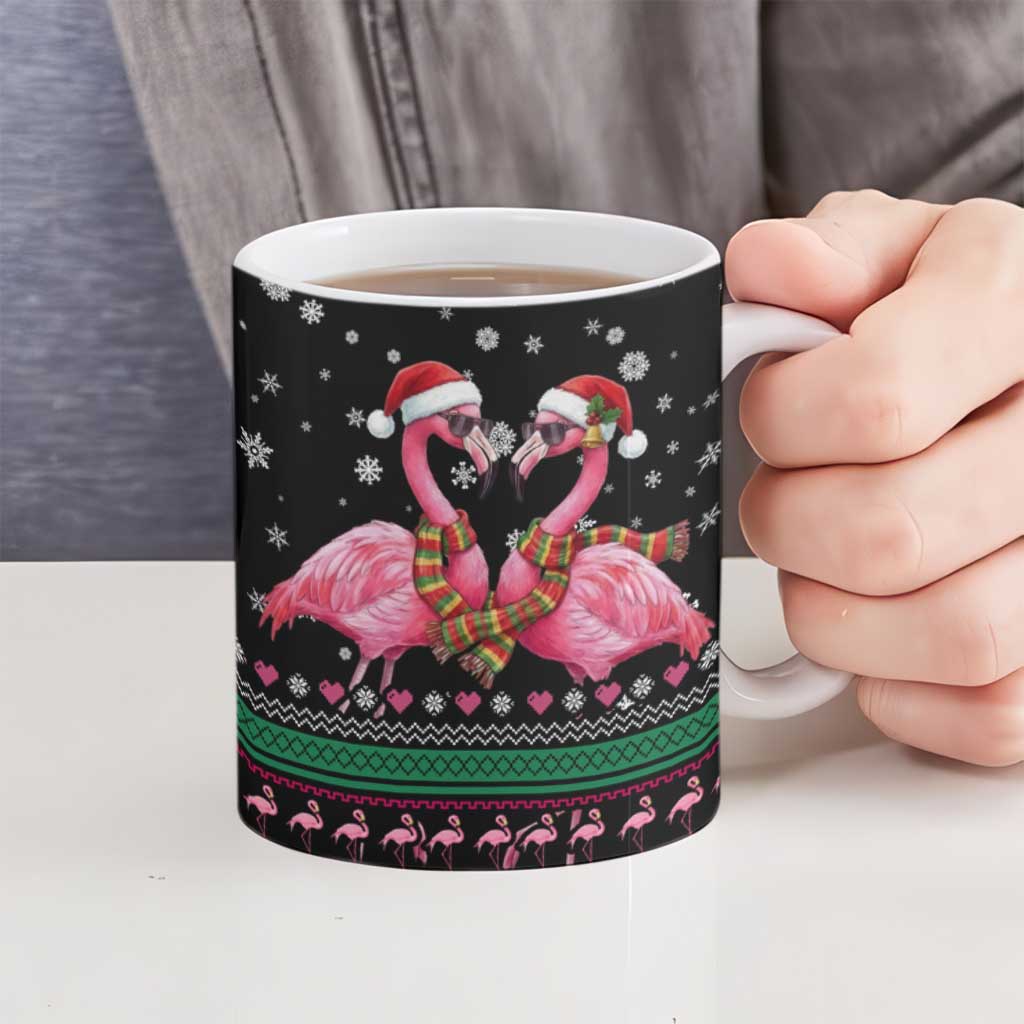 Flamingo Couple Christmas Ceramic Mug Xmas Holiday Patterns - Wonder Print Shop