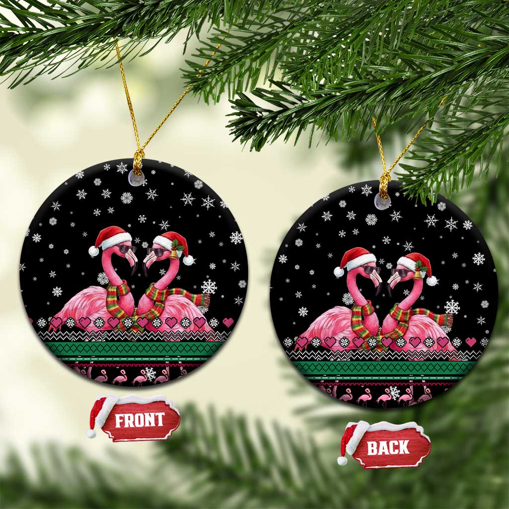 Flamingo Couple Christmas Ceramic Ornament Xmas Holiday Patterns - Wonder Print Shop