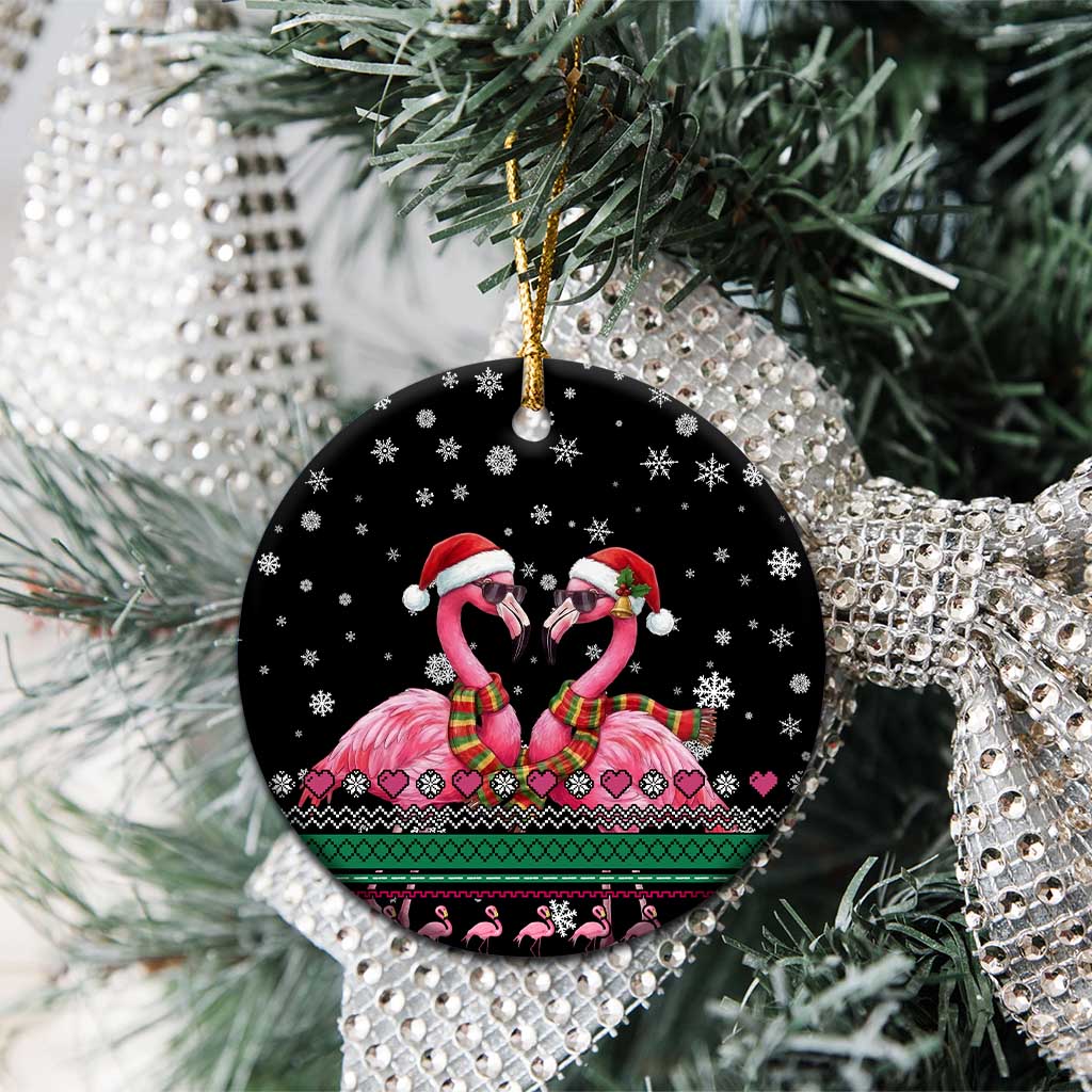Flamingo Couple Christmas Ceramic Ornament Xmas Holiday Patterns - Wonder Print Shop