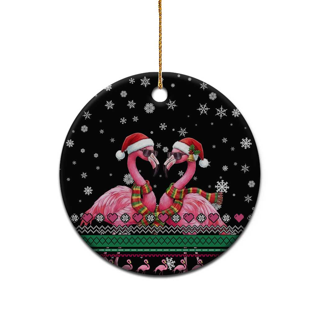 Flamingo Couple Christmas Ceramic Ornament Xmas Holiday Patterns - Wonder Print Shop