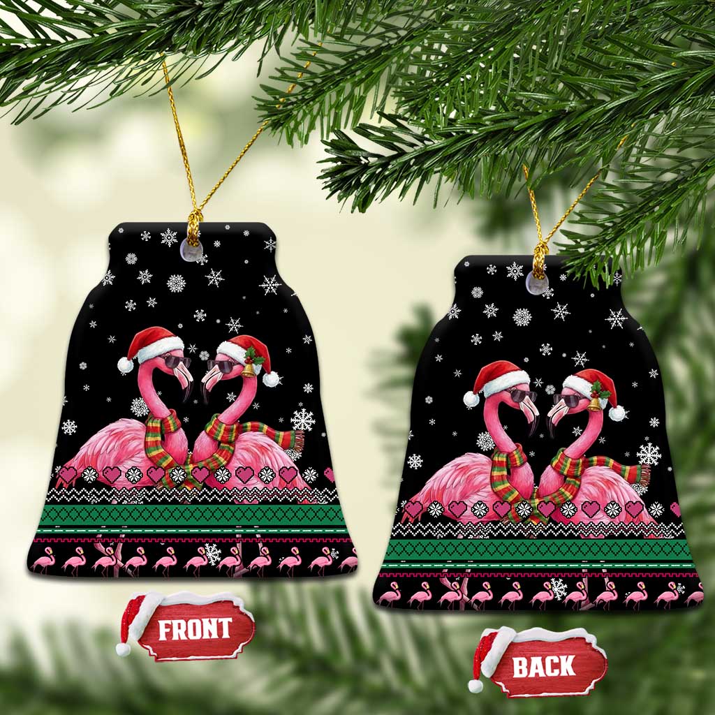 Flamingo Couple Christmas Ceramic Ornament Xmas Holiday Patterns - Wonder Print Shop