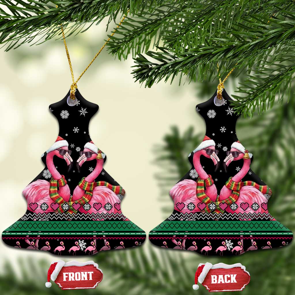 Flamingo Couple Christmas Ceramic Ornament Xmas Holiday Patterns - Wonder Print Shop