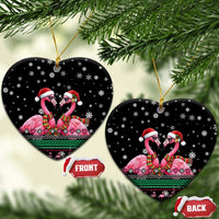 Flamingo Couple Christmas Ceramic Ornament Xmas Holiday Patterns - Wonder Print Shop
